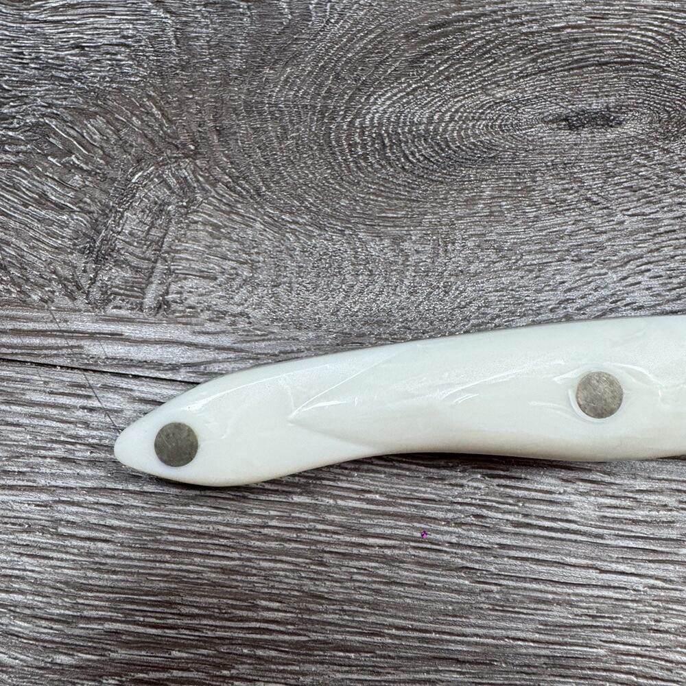 CUTCO 1729 JG Meat CARVING KNIFE Serrated 7" Blade WHITE PEARL Swirl 12" USA - Picture 7 of 11